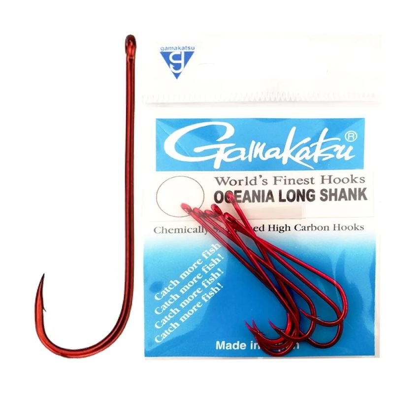 Anzol Gamakatsu Oceania Long Shank Red Nº02 Crt.8un