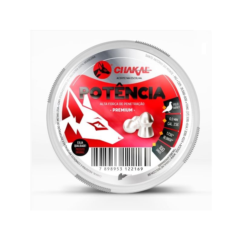 CHUMBINHO CHAKAL POTENCIA 6,0MM C/100UN