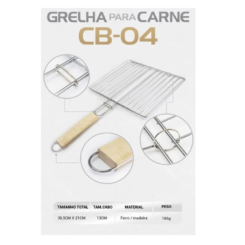 Grelha p/Churrasco Albatroz CB-04 21,5X19,5cm