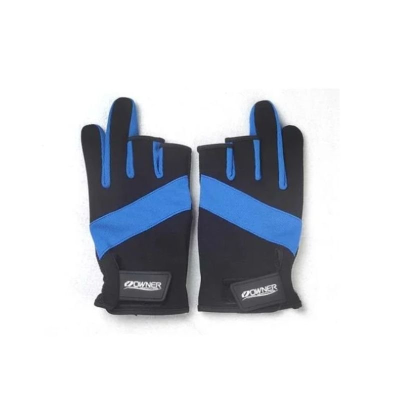 Luva Owner Field Sensor M.9653 T:LL 3 Dedos Cort. Preta c/Cinza e Azul