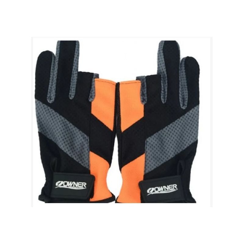 Luva Owner Field Sensor M.9653 T:M 3 Dedos Cort. Preta c/Cinza e Laranja