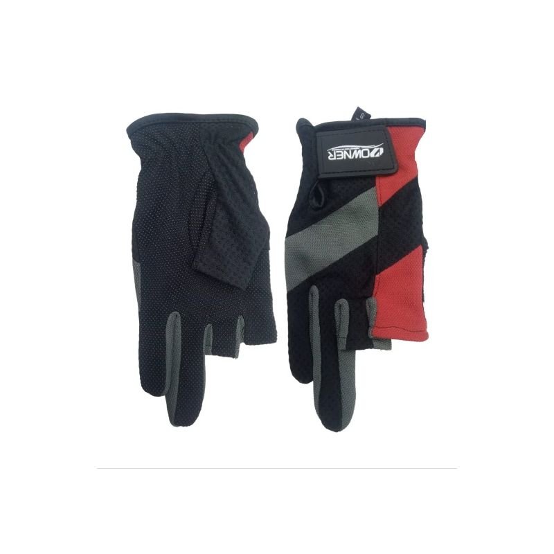 Luva Owner Field Sensor M.9653 T:S 3 Dedos Cort. Preta c/Cinza e Verm.