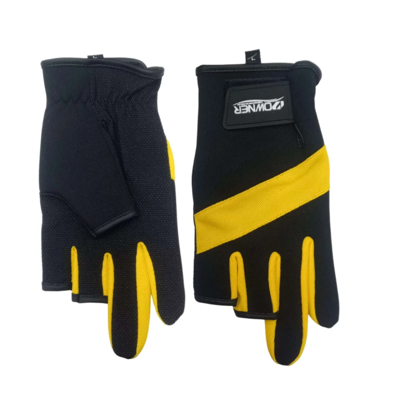 Luva Owner Neoprene M.9642 T:M 3 Dedos Cort.Preto c/Amarelo