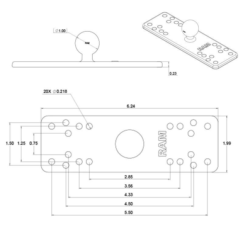 Suporte Ram Universal p/Sonar RAM-B-111